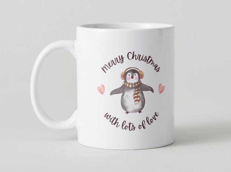 Merry christmas pinguïn - keramische koffiemok 330 ml