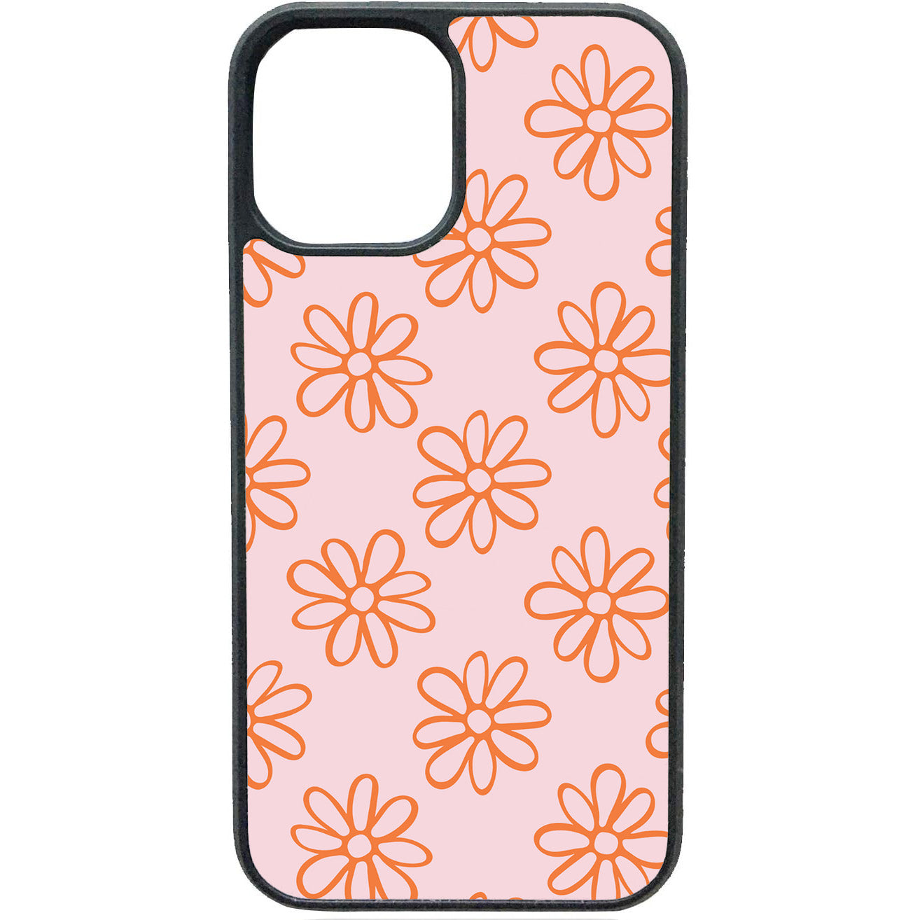 TELEFOONHOESJE - ORANJE BLOEMETJES
