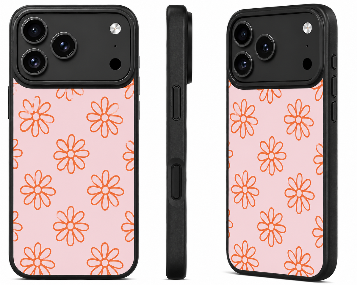 Oranje bloemen telefoonhoesje – trendy en vrolijk iPhone hoesje