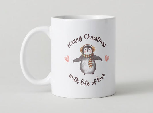 Merry christmas pinguïn - keramische koffiemok 330 ml